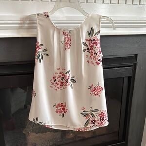 Talbots White and Pink Pleated Tank Top